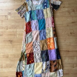 Sacred Threads Patchwork Maxi Dress Boho Cottagecore Artsy L/XL